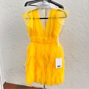 Yellow Ruffled Tulle Dress